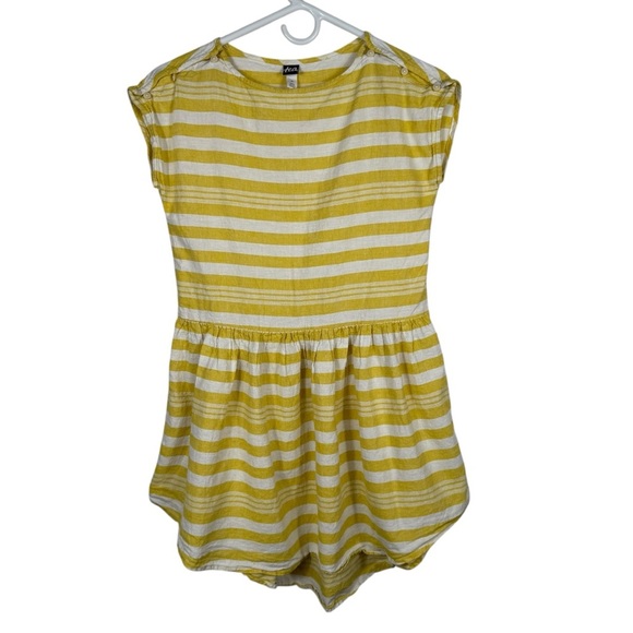 Tea Collection Striped Button Shoulder Hi-Low Hem Dress, Size 12 - Picture 1 of 7